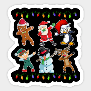 Dabbing Santa Elf Reindeer Gingerbread Penguin Friend Lights Sticker